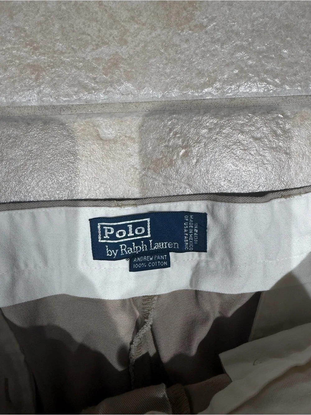 Polo Ralph Lauren Pants Mens 36x32 Beige Andrew Chino Pleated Classic Fit